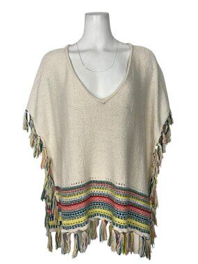Roxy Serene Morning Fringed Poncho Tunic XS/S Swim Coverup